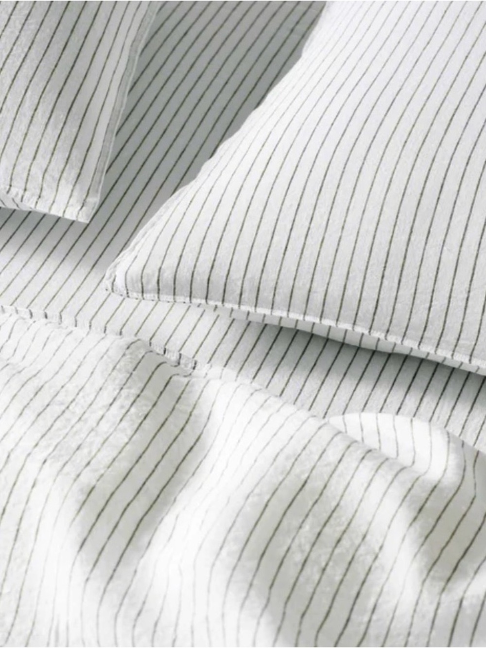 Brook linen washed european linen pillowcase set — pinstripe in fresh moss
